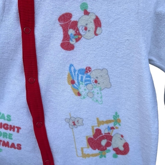 VTG Carter’s Christmas Bear Footed Sleeper Terrycloth Night Before Christmas Lrg - Picture 4 of 15